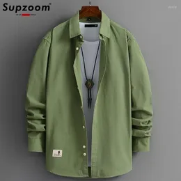 Men's Casual Shirts Supzoom Arrival Single Breasted Spring And Autumn Men Shirt Pure Cotton Versatile Handsome Cardigan