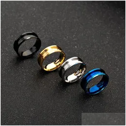 Band Rings Stainless Steel Groove Ring Women Gold Mens Will And Sandy Fashion Jewelry 080537 Drop Delivery Dhlyu