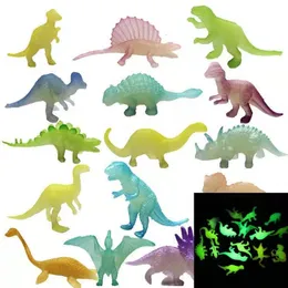 Led Rave Toy 12Pcs Dinosauro luminoso Jurassic Park Party Bag Glow In The Dark Giocattoli per bambini Mini Animali Modello Set Juguetes 230605