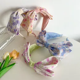 Modischer Haarschmuck für Frauen, doppellagiges Blumen-Bowknot-Stirnband, Sommer-frische helle Farbe, Turan-Haarband