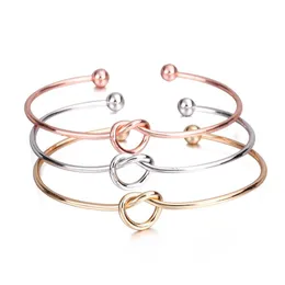 Punho Fashion Knot Bracelet Sier Color Open Bangles Jóias Proposta de amor Você será minha dama de honra Bom amigo Presente Entrega direta Sutiã Dhoiq