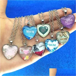 Pendant Necklaces Love You Mom Necklace Glass Cabochon Heart Pendants Ever Fashion Jewelry Mother Gift Will And Sandy Drop Ship Deliv Dhihv