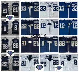 c2604 Vintage 75th 8 Troy Aikman 21 Deion Sanders Football Jerseys 12 Roger Staubach 22 Emmitt Smith 33 Tony Dorsett 88 Michael Irvin Thanksgiving Blue Stitched Jerse