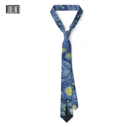 Naszynki Van Gogh Malarstwo olejne krawat dla mężczyzn Star Moon Night Retro Fun 8 cm Szczupłe akcesoria krawat