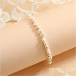 Charm Bracelets Fresh Water Bracelet Real Freshwater Ctured Natural Baroque Pearl Jewelry Bangle Adjustable Drop Delivery Dh1Zs