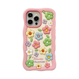 3D Soft Blue Flower Fullflower Case Telefon dla iPhone 14pro Max 13Plus 12 11 x xr/xs styl kreskówki śliczna silikonowa okładka odporna na wstrząsy