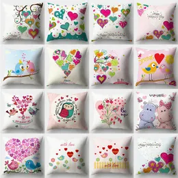 Pillow Cross Border Color Love Cartoon Valentine's Day Peach Skin Velvet Case Ins Style Sofa Bedside Cover