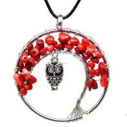 Подвесные ожерелья Кристаллическое дерево жизни Сова 7 Чакра натуральное каменное ожерелье Женщины детские модные украшения и песчаные капли доставки pe dhkgx