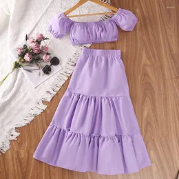 Girl Dresses Summer Baby Skirt Set Children Cute Short Top Long 2-Pieces Suit 5-12 Years Old Kids Fashion Birthday Clothing