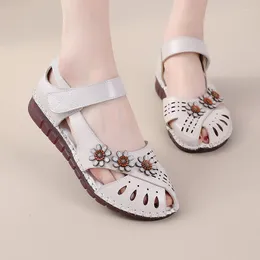 S Sandals Flat Women Summer Treatable Bottom Tercic Leather Out Out Flower Mom S Shoes Sandalia de Mujer Verano Shoe 205 Sandal Andal Andalia Hoe Andal