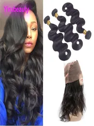 Malaysian Human Hair Pre Plucked Lace Frontal 360 With Bundles 4 Pieceslot Body Wave Human Hair Extensions Closure3065827