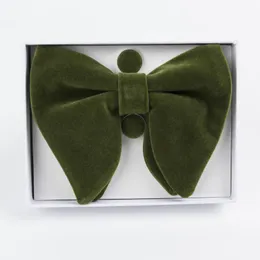 Bow Ties Army Green Mężczyzn Zamorowany nadmorski krawat Tuxedo Velvet Red Bowtie Mankiety Mankiety Hanki