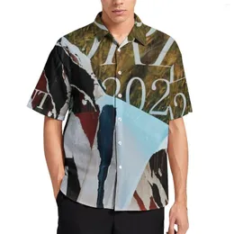 Camicie casual da uomo Vintage Spaper Collage Ritagli di carta Camicia da spiaggia Camicette eleganti hawaiane Stampa maschile Taglia grande 3XL 4XL