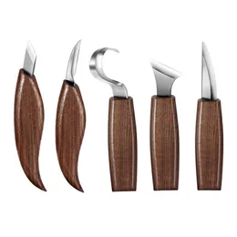 Joiners 5sts mejsling Knidning Kniv träsnitt DIY Handvedristverktyg Träskärande skär knivar Peeling Woodworking Spoon Hand Worker