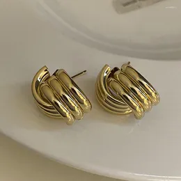 Hoop örhängen avgift how koreansk metallisk interfolierad linje goemtriska öronklipp för kvinnor guld färg liten rund sommar juvelery