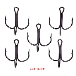 100pcs lot 9 Sizes 10#-3 0# 35647 Black Triple Anchor Hook High Carbon Steel Barbed Carp Fishing Hooks Fishhooks Pesca Tackle BL 4236m