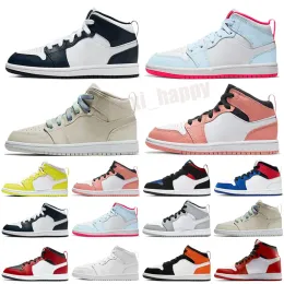 New Fashion 2021 Kids shoes 1s top Obsidian UNC Fearless TURBO GREEN 1 Backboard PHANTOM GYM RED sport sneakers trainer size 26-35
