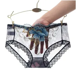 Women'S Panties Flower Rose Embroidery Briefs Low Waist Lace Transparent Sexy Underwear Lingerie Desinger Women Clothes Drop Deliver Dhnc8