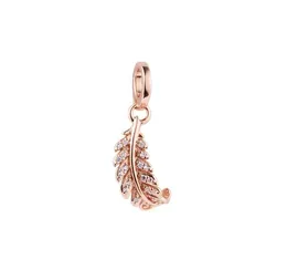 Passar Pandora Armband 925 Sterling Silver Floating Curved Feather Dangle Charm Pärlor för kvinnliga smycken Mothers Day Gift 2023 Nyaste