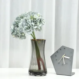 Decorative Flowers Artificial Hydrangea Heads Branch Silk Fake Flore Wedding Arrangement Table DIY Home Decoration
