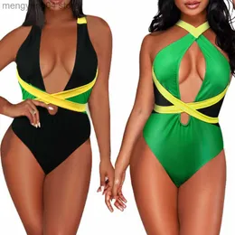 ملابس السباحة النسائية Voaryisa للسيدات قطعة واحدة من الكاريبي العلم راستا جسم تشكيل Monokini ملابس السباحة بدلة السباحة T230606