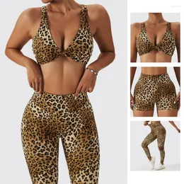 Aktywne zestawy siłownia Ustaw kobiety sportowe Leopard Yoga Sports Bra Leggins Shorts Working Ubrania do dresowania