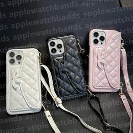 Cases Phone Case Luxury Crossbody iPhone Case for iPhone 15 14 13 12 11 Pro Max 14Promax 13Promax Fashion Double C Wallet Card Cover Leather Mobile Cover Lanyard