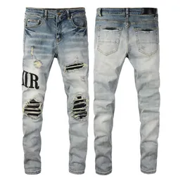 Mens Jeans Designer Distressed Ripped Skinny Cowboy Pant Rock Revival Straight Slim Elastic Denim Fit Moto Pants Trendy Street