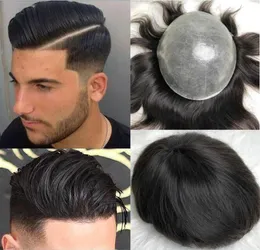 Full Thin Skin Toupees Men Hair Wig Brazilain Virgin Remy Human Hair Men Toupee Hair Replacement Straight Toupee for Men 4764365
