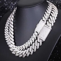 Yu Ying Heavy Cuban Chain 3rows 15mm 20mm Width 925 Solid Silver Moissanite Chain Hip Hop Rapper Necklace Cuban Link Chain