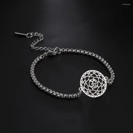 Charmarmband Cooltime Hollow om Flower of Life for Women rostfritt stål Yoga Sahasrara Chakra till hands smyckespresent