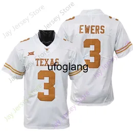 coe1 2022 New NCAA Texas Longhorns Football Jersey 3 Quinn Ewers College White Size Youth Adult