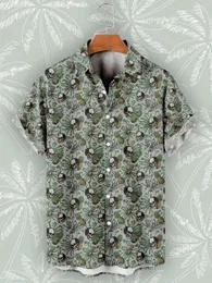 Мужские повседневные рубашки мужская гавайская гавайская с коротким рукавом печать Summer Social Social для мужчин 2023 пляжная одежда большие размеры Tees 5xl