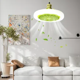 Deckenventilatoren mit Fernbedienung und leichter 30W LED -Lampenlüfter Smart Stille Deckenventilator für Wohnzimmer Schlafzimmer E27 -Konverterbasis