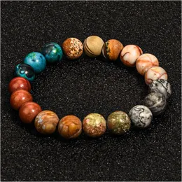 Beaded Galaxy Universe Bracelet 10Mm Strands Natural Stone Frosted Agate Bracelets Fashion Jewelry For Women Men Gift Will And Sandy Dhtpl