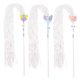 Tassel Cat Teaser Wand Ala Angel Cat Gat Kitten Sfruttare Wand Pom Pom Kitten Teaser Stick con giocattolo per animali