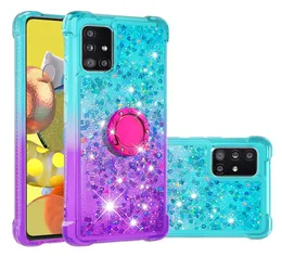 A51 Airbag Design Antishock Case For Samsung Galaxy A51 5G Cover Dynamic Glitter Liquid Quicksand case For Galaxy A71 5G Ring Bac9092614