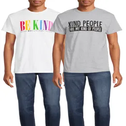 Herren Big Men s Kind People and Be Kind Grafik-T-Shirts, 2er-Pack