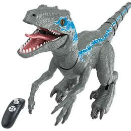 Elektriska djur 24G RC Dinosaur Intelligent Raptor Remote Control Jurassic Toy Electric Walking Toys for Children 230605