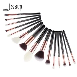 فرش Jessup Makeup Brush Set Foundation Buffer Eyeshadow Brending Brush Purder Make Up Tool Tool Kits 15pcs Hair Hair Cosmetic Kits