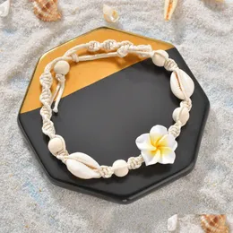 Anklets New Fashion Bohemian Flower Shell Hand Woven Beach Food Chains for Women Jewelry Will and Sandy Gift Drop Delivery DHPKL
