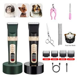 Grooming 4 Speed ​​Pet Clipper Clipper Rechargeable Grooming and Care Power Display Dogs Dogs Cat Cat Hair Machine Professional Dog Hairmer