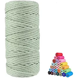 Ferramentas para fazer miçangas 100 cordão de algodão macramê natural m barbante corda colorida artesanato para artesanato tricô cabides para plantas 230605