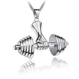 Pendant Necklaces Sport Hand Weight Lifting Dumbbell Necklace Retro Stainless Steel Chains Hip Hop Fashion Jewelry Will And Sandy Dr Dhhmb