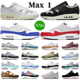 Patta Waves max 1 running shoes men women 1s White Black Noise Aqua Maroon Patch University Red Blue Sean Wotherspoon mens trainers sport sneakers
