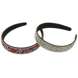 Pendant Necklaces 2 Pcs Rhinestone Studded Headband Womens Headbands Fashion Women's Embellished Beaded Padded Puffy