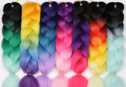 Ombre Kanekalon Jumbo Braids Synthetic Braiding Hair 60Color Available 100g 24Inch Hair Extension Pink Blue Green More Color6831681