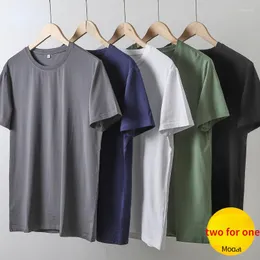 Camisetas masculinas Modal T-shirts para homens e mulheres Roupas de verão Camisetas femininas Sólido Secagem rápida Fino Algodão Camisa masculina de manga curta Dois um