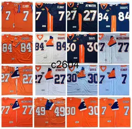 c2604 Vintage 1994 Mens 7 John Elway 27 Steve Atwater Football Maglie 30 Terrell Davis 77 Karl Mecklenburg 84 Shannon Sharpe 49 Dennis Smith Orange 75th Stitched Shir