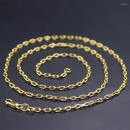 Łańcuchy Real 18k żółty złoto dla kobiet 2 mm link kablowy Naszyjnik 50 cm/20 cali Au750 4-4.1g
